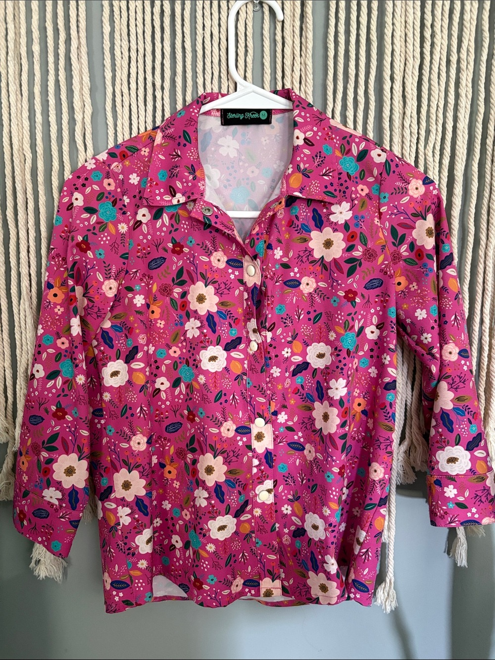 Bright Pink Floral Button-Down Shirt - Kids